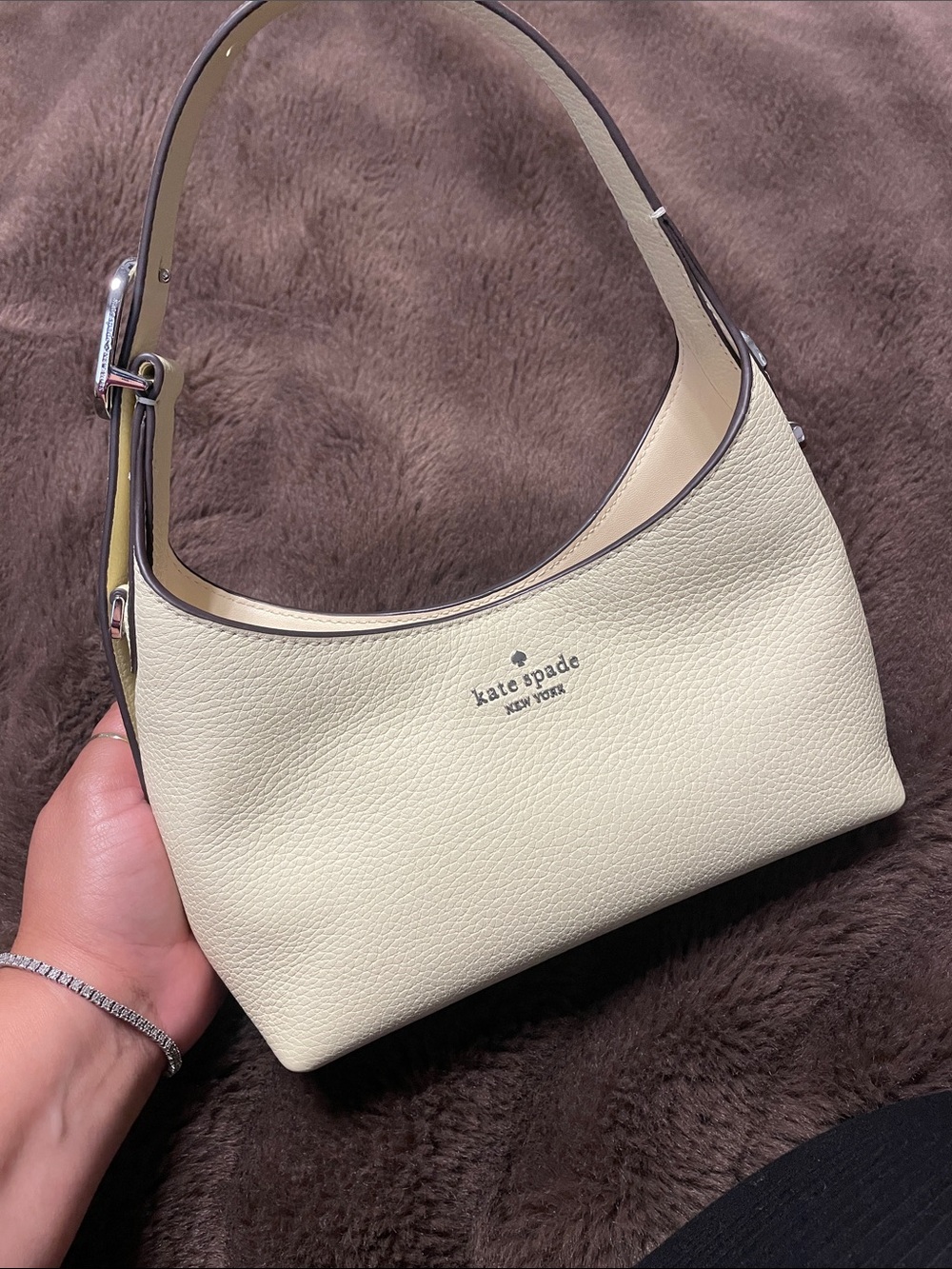kate spade soft yellow Pebbled Leather crossbody bag - Picture 4 of 7
